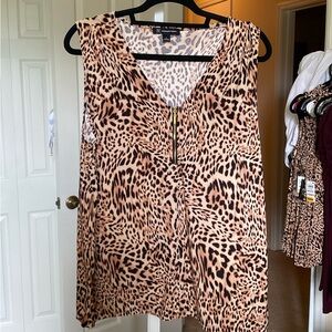 NWT INC Leopard Zip Up Top